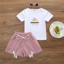 Female Baby Foreign Air Suit Summer Dress Pure Color Cotton 2018 New Korean Version Great Boy Tide Clothes Trendy Short Sleeves Two Sets