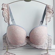 Elegant Lace Ruffle thickened air pad Small chest underwear for Women Sexy Deep V gathered adjustable Bra