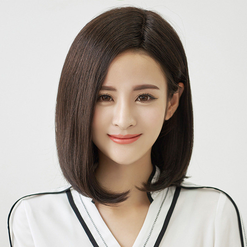 黛美丝假发女中老年妈妈真发假发套手织款偏分内扣中长发假发