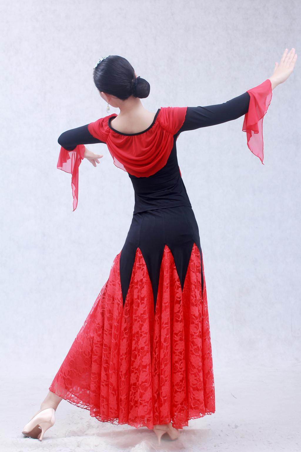 新款摩登舞服大摆舞裙广场舞半身裙交谊舞裙国标交际舞华尔兹长裙