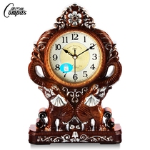  Kangba Silk European silent table clock Fashion elephant clock Retro bedroom table clock Pastoral creative clock Bedside clock