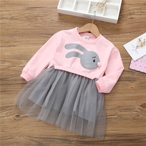 New Girl Dress Fashion Kid Fashion Kid Dress 2-3-5-8 Year Old Spring Autumn Dress Princess Dresses Cute Rabbit Dresses