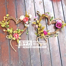 American country pastoral heart-shaped wreath hanging wall decoration wedding house door decoration Garland shop window wall decoration
