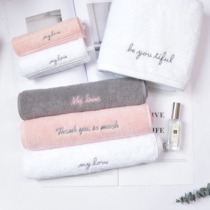 SwanLace Korean fresh letters men and women pure cotton absorbent thickened face towel Household couple bath towel towel square towel