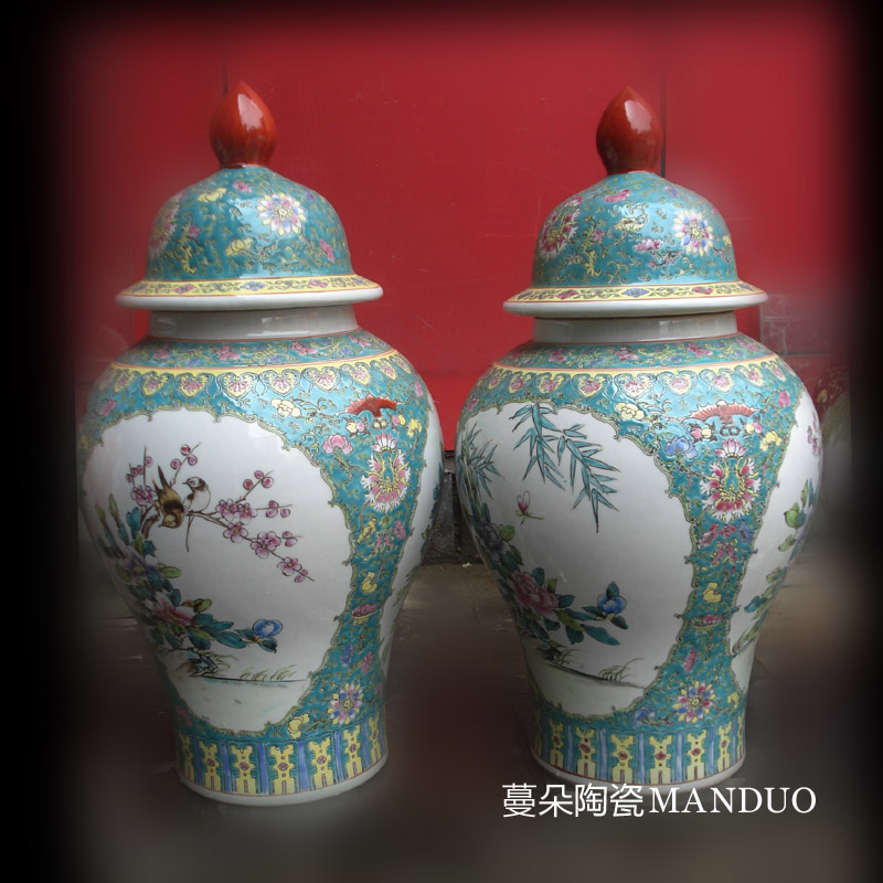 Jingdezhen general famille rose porcelain hand - made can open the general character flower porcelain pot antique painting