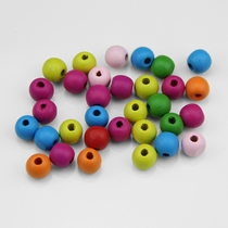 DIY childrens handmade beaded 12mm double hole round wood beads environmental protection color jewelry bracelet wind bell accessories