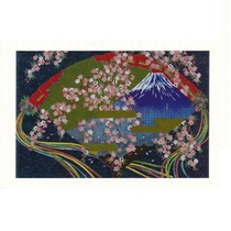 Japan tourism culture creative commemorative gifts boutique traditional craft gold and silver paint printed multi-use postcards Mount Fuji