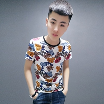 Social Youth Trend Short Sleeve T-Shirt Male Crummy Short Sleeve Fix Round Collar Ice Silk Breathable Short Sleeve Fast Hand Red Man t