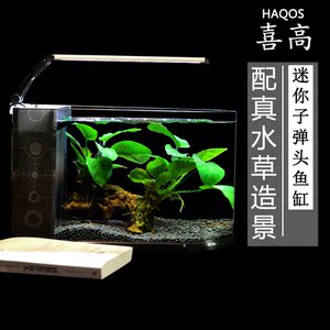 新品 子弹头创意迷你桌面小型鱼缸 办公家用造
