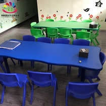 Factory direct kindergarten childrens fireproof board lace type six-person eight-person lifting table Childrens learning desks and chairs