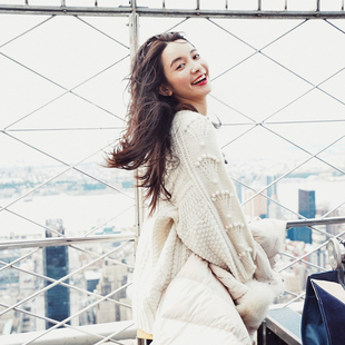 毛衣 张大奕 重磅独家好货70颗手工球球大v领毛衣