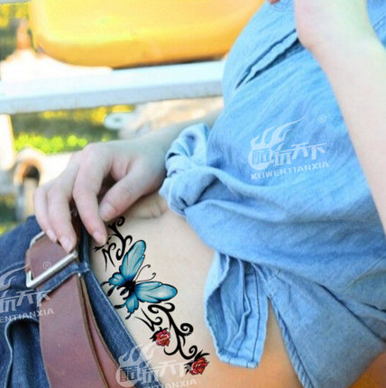 酷玩天下纹身贴 蝴蝶玫瑰藤蔓 腰腹 遮疤痕大图 防水 女纹身贴纸-tmall.com天猫 酷玩天下纹身贴 蝴蝶玫瑰藤蔓 腰腹 遮疤痕大图 防水 女纹身贴纸-tmall.com天猫