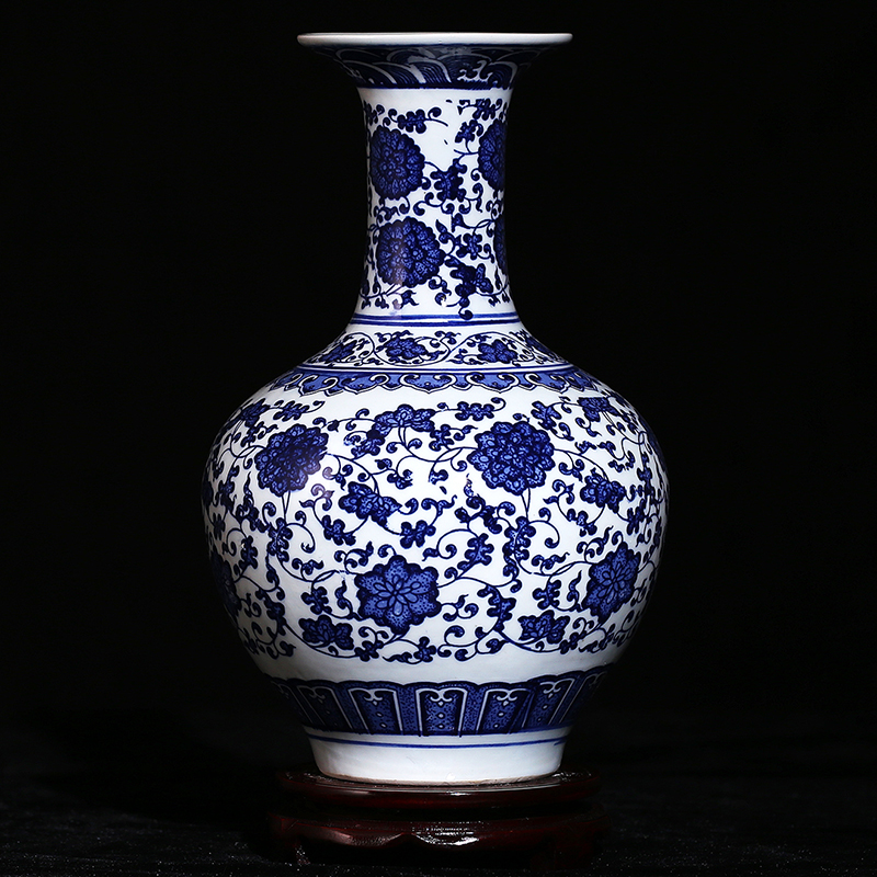 Jingdezhen blue and white porcelain ceramic vase modern home sitting room place classical handicraft gifts