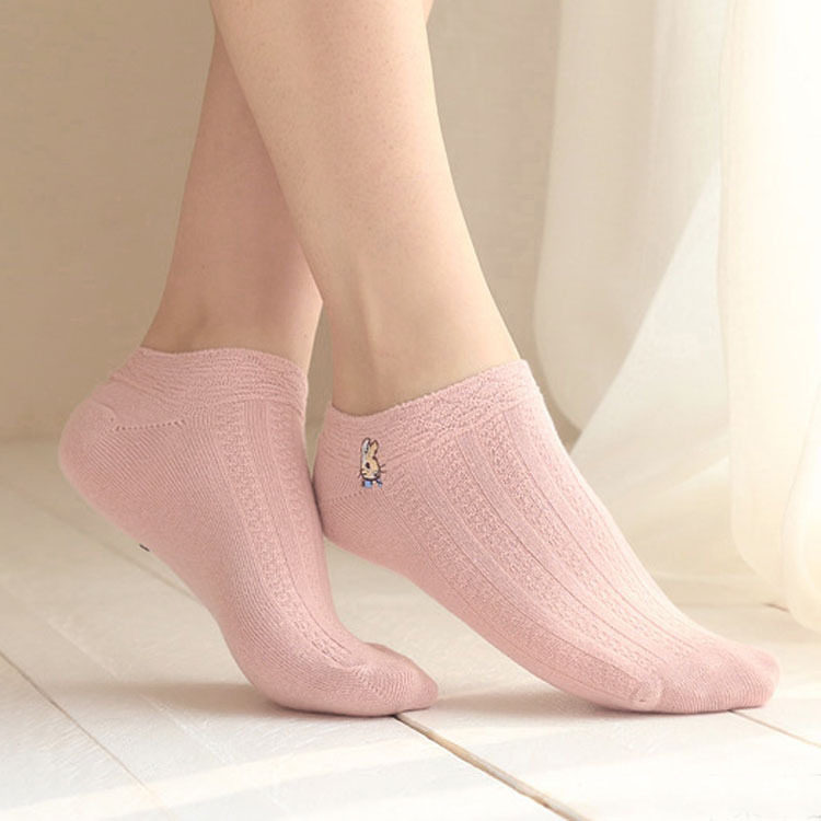 1390女袜纯棉女士袜子 彼得兔全棉船袜 日系糖果色短袜 女 隐形袜