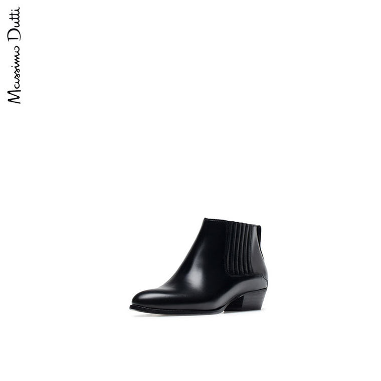 Massimo Dutti 女鞋 牛皮复古短靴 18020021800