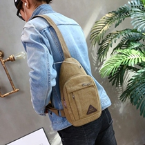 New chest bag men Han version Tide Small Backpack Fashion Casual Canvas Pocket Single Shoulder Bag Mens Bag Chest Front Inclined Satchel Bag