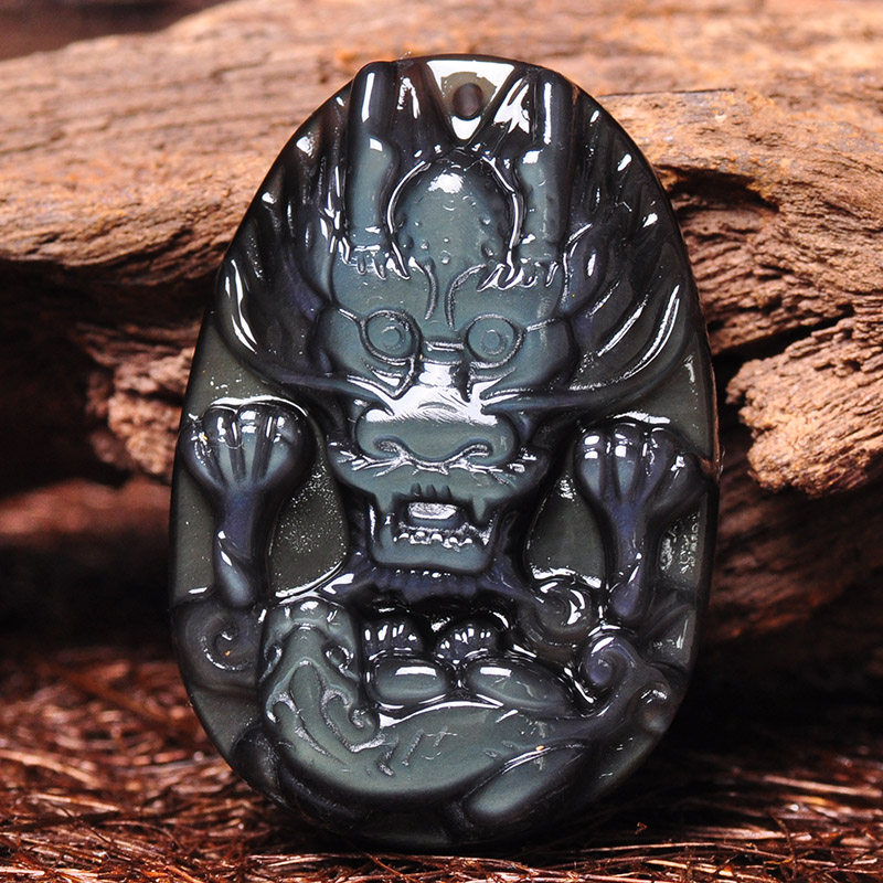 2016开光新款现货全新冰彩黑曜石龙头貔貅吊坠男女款韩版项坠