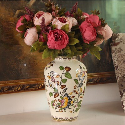 美式乡村陶瓷花瓶餐桌摆件欧式田园玄关插花花瓶装饰客厅卧室摆件_7折
