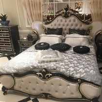 Ostyle Bed Solid Wood Genuine Leather Bed Luxury New Vintage Bed Twin Beds 1 8 m Upscale Black Sandalwood Large Bed Wedding Bed Bedroom