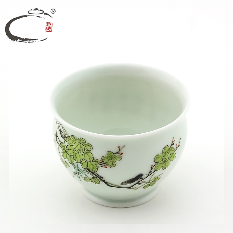 Cherished and auspicious jing DE famille rose cup jingdezhen grasses and high - end hand - made of ceramic manual pull embryo cup sample tea cup