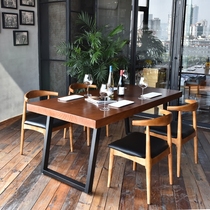 Solid wood dining table and chair combination dining table household negotiation table small apartment table wooden table rectangular whole board dining table
