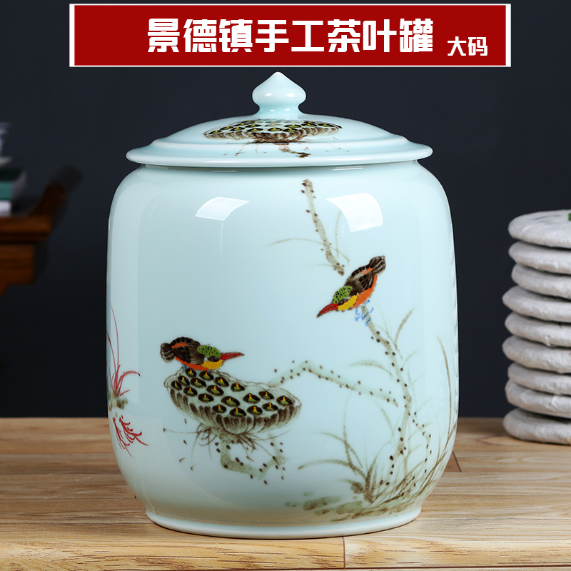 Jingdezhen ceramic caddy fixings to heavy manual tea urn pu 'er 8 jin receives moistureproof tea tea set large barrel