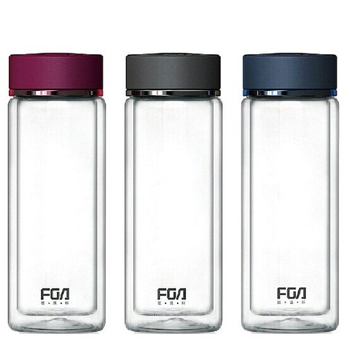 正品富光晶瑞双层玻璃杯 透明便携水杯子 男女士防漏情侣时尚茶杯_7折