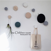 INS Nordic style home decoration Solid wood polka dot wall decoration Coat hook Living room bedroom entrance coat rack wall decoration