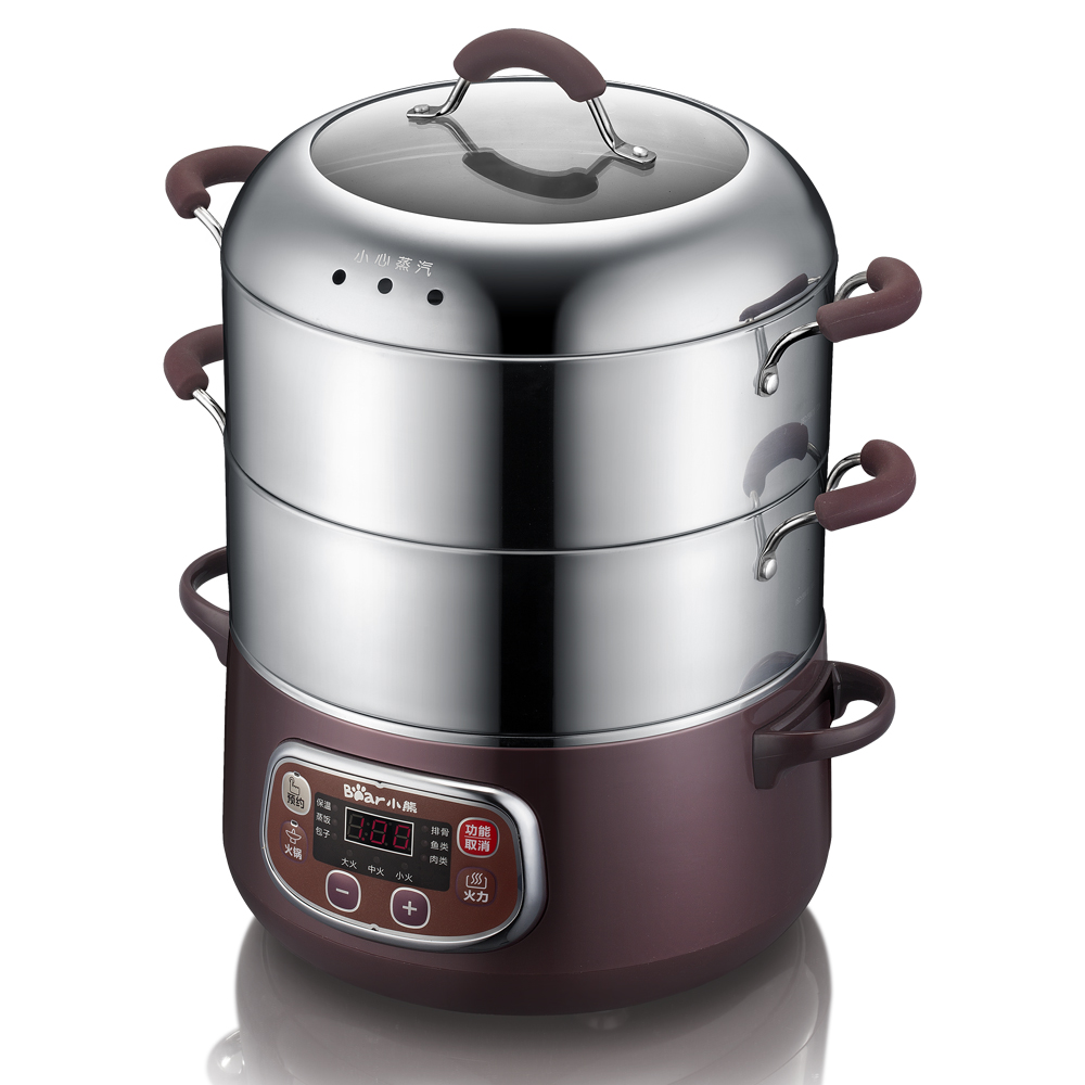 little bear electric steamer multi-function household stainless steel three-layer large-capacity steaming and boiling stew-shabu-shabu steam pot