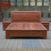 Yunlai Burmese pear 1 M 8 carved hundred sub bed big fruit red sandalwood with set meal solid wood mahogany bedroom furniture