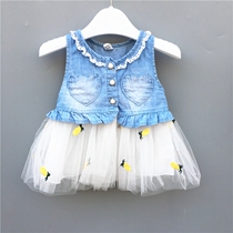 Girl Denim Dress Dress Slim Summer Boy Dress 2018 New Children Princess Womens Baby Skirt Foreign Summer Pure Cotton
