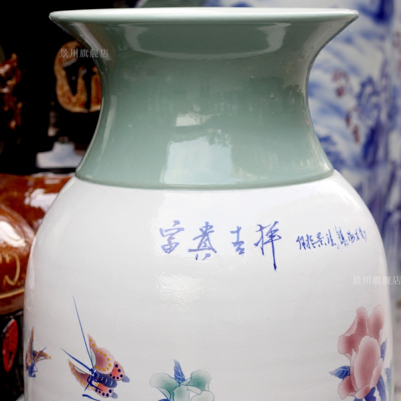 Jingdezhen porcelain ceramics hand - made riches and honour auspicious figure sitting room of large vase household furnishing articles large - sized quiver
