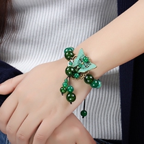 Ethnic style bracelet Forest department butterfly green agate beads hand string fresh hundred with retro style hand ornaments womens jewelry