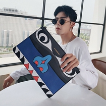 Original design fashion young men and women handbags personality trend leather Street hand bag wrist bag shoulder bag