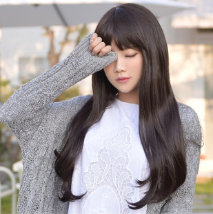 假发女长卷发直发逼真梨花头蓬松女士假发圆脸甜美可爱长微卷长发