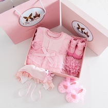 Autumn and winter baby gift box female baby thick full moon 100 days gift bag newborn gift Princess lace dress suit