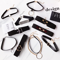 Japan South Korea new European and American wind Joker velvet collar short ring ring big ring metal neck chain necklace female choker