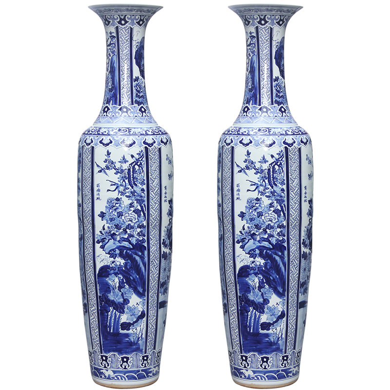 Jingdezhen ceramics hand - made of blue and white porcelain vase of large sitting room place vase housewarming gift QHJZ