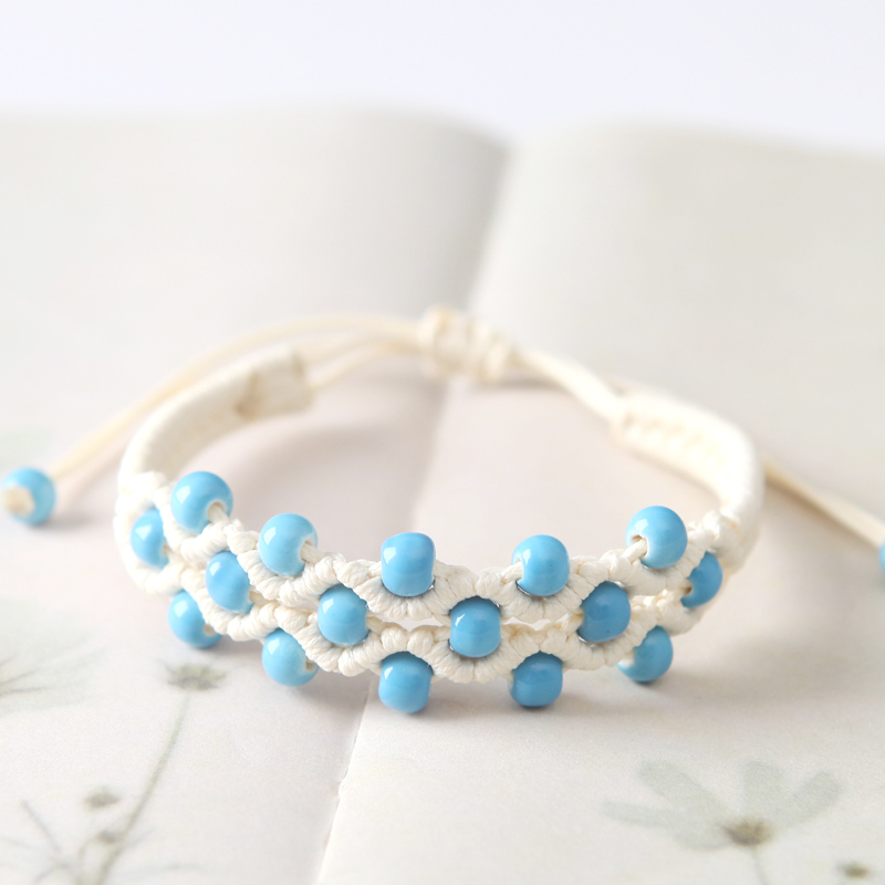 The Original product color glaze porcelain bead has QingGe bracelet with small pure and fresh and literary national wind street source