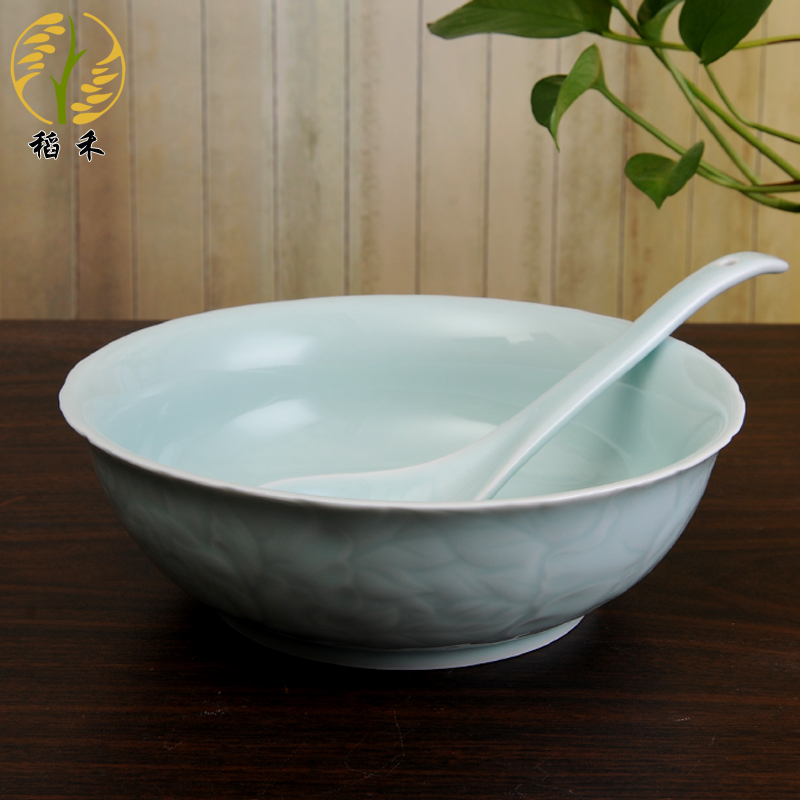 Your up celadon bowl spoon, bowl of the spoon combination basin of Chinese style classical pure and fresh and ceramic soup home hotel