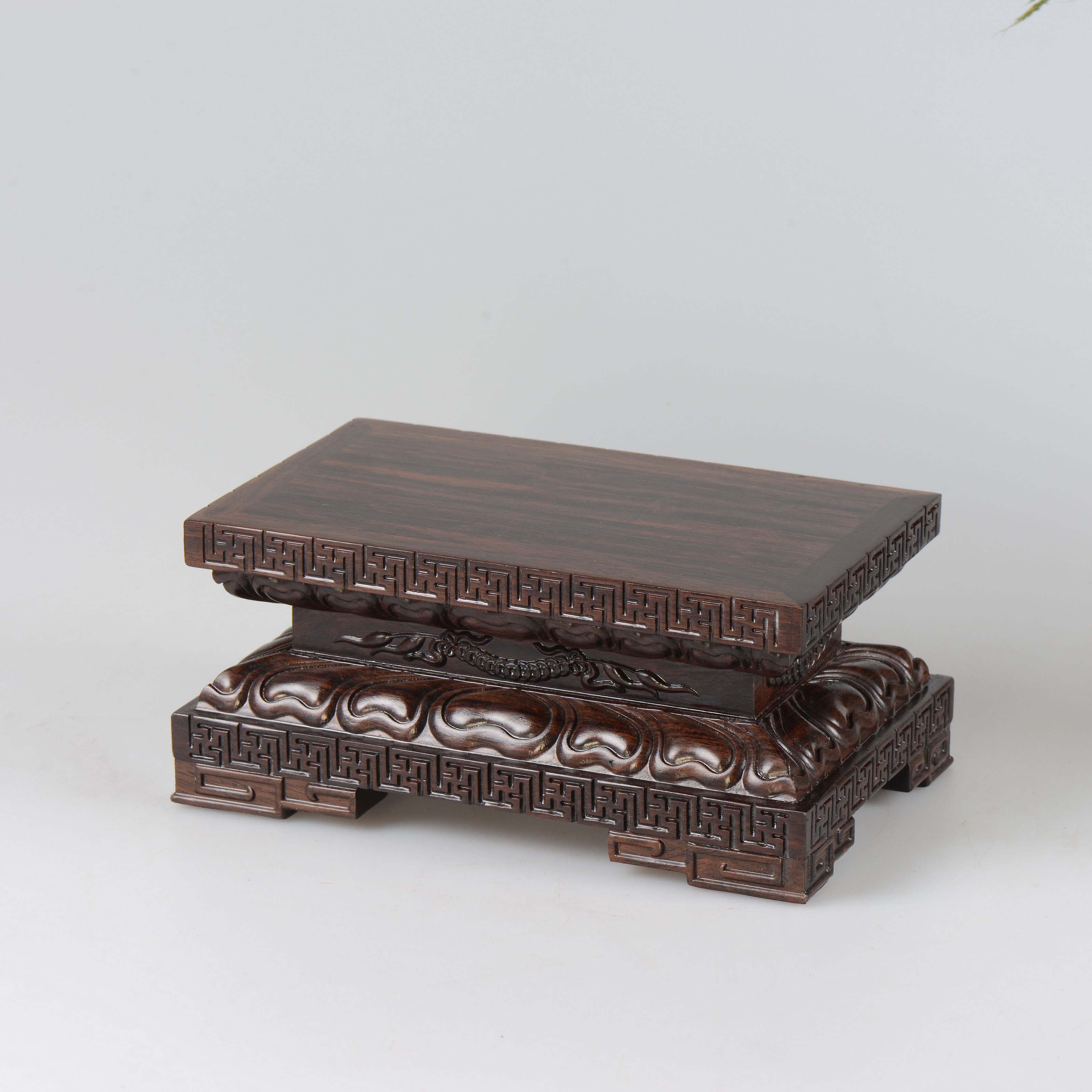 Ebony wood carving crafts, stone base of real wood of Buddha lotus pedestal base rectangular planter base