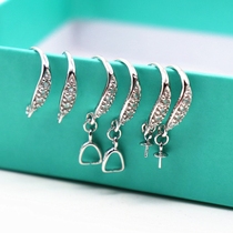 925 Pure Silver Inlaid Zircon Mucus Pearl DIY Ear Ornaments Accessories Ear Hook Earrings Pendant Accessories Homemade Brand New
