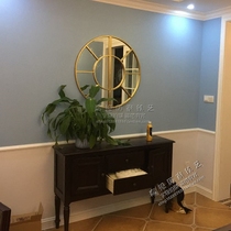 European and American style Round Iron Art Wall-mounted Decorative Mirror Makeup Mirror Bathroom Mirror Genguan Mirror Fashion Background Wall Decoration Hanging Mirror