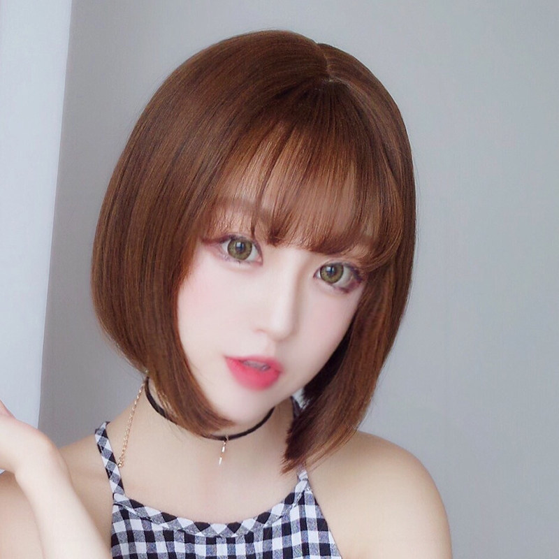 蜜糖假发女生短直发空气刘海蓬松短发假发韩国短卷发内扣甜美假发