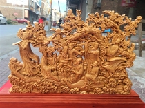 Yabai boxwood carving Eight Immortals Crossing the Sea double-sided carving eight immortals Hollow home office ornaments gift box