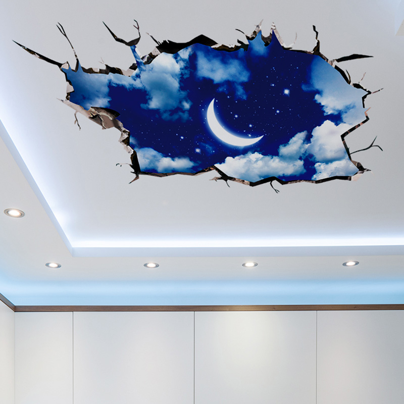 3D立体墙贴纸星空天花板自粘壁纸贴画儿童房创意房间装饰卧室床头产品展示图1
