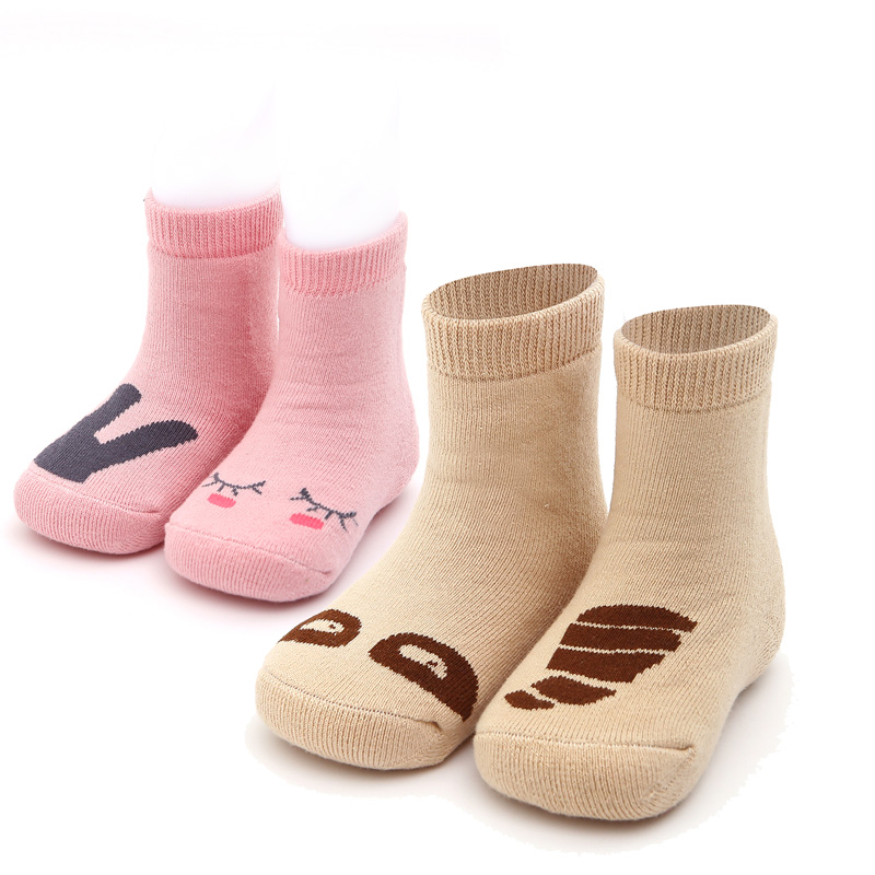 Baby socks in autumn and winter pure cotton baby asymmetric stereo cartoon non - slip floor socks children's socks 0 - 1 - 2 - 3 years old