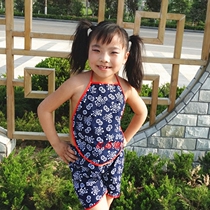 National Wind Red Crystal Ling Classical Cotton Blue Printed Childrens Bellband Shorts Set Six One Childrens Performance Clothing