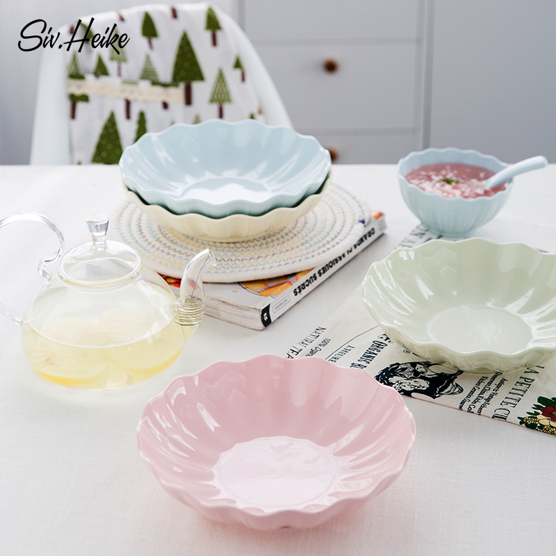 Household see colour and lovely picking European Japanese ceramic bowl dish soup plate job salad bowl such as soup dishes and utensils