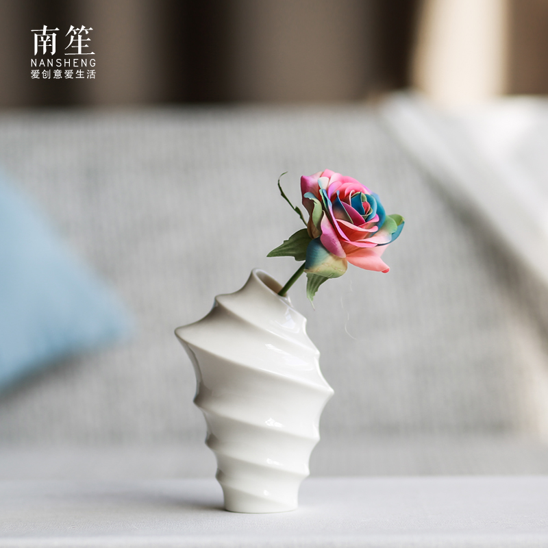 Nan sheng contracted household act the role ofing is tasted home furnishing articles white ceramic vase simulation flowers, dried flower crafts